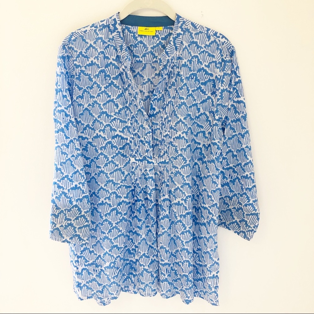 Roberta Roller Rabbit White and Blue Tunic